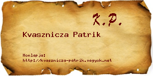 Kvasznicza Patrik névjegykártya